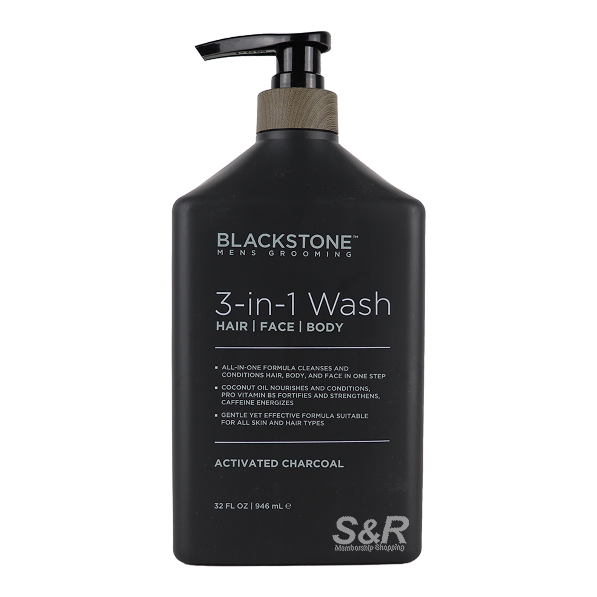 Blackstone 3-in-1 Har, Face, and Body Wash Activated Charcoal 946mL